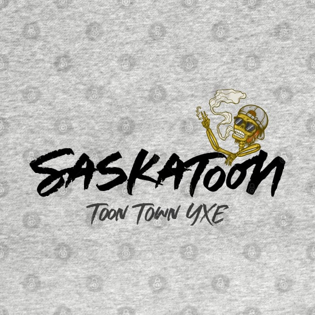 Saskatoon Toon Town YXE Chillin' Cartoon Skeleton by Stooned in Stoon
